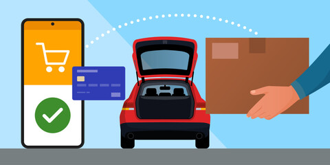 Online purchase order and curbside pickup © elenabsl