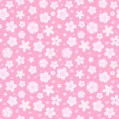 Seamless pattern with geometrical pink sakura flowers for Hanami