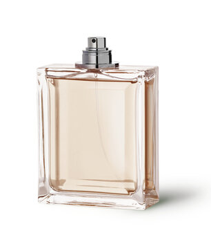 Bottle with toilet water close-up isolated on a transparent background