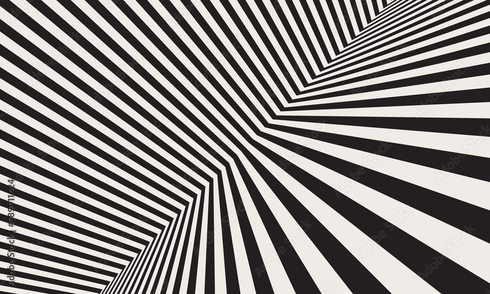 Poster black and white abstract art background with diagonal lines. striped optical illusion.