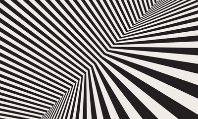 Black and white abstract art background with diagonal lines. Striped optical illusion.