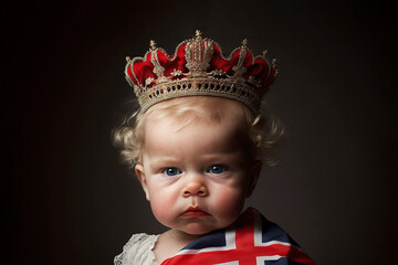 baby with English flag and crown, Ai generative