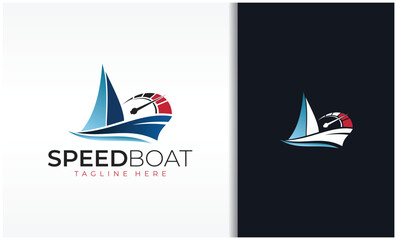 Boat and speedometer logo