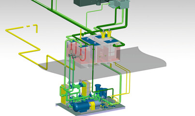 lube oil turbine system 3D illustration