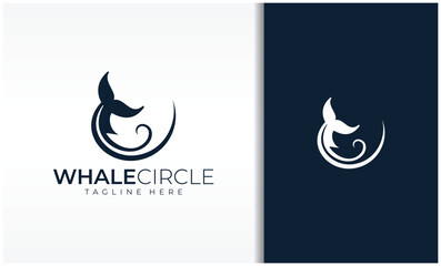 Whale tail logo with circle