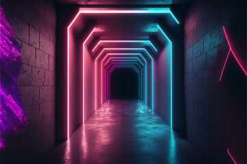 Abstract background with glowing neon lines for a visually stunning and modern aesthetic, Generative AI