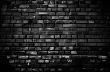 black textured brick wall background Generative AI