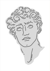 Antique female head. Greek sculpture. Plaster bust of Venus. Vector illustration in a flat style. Element for modern design.