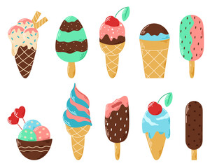 Ice cream set vector illustration