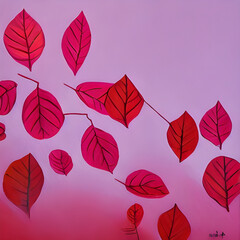 Pink autumn leaves with vintage look