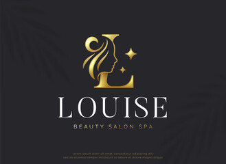 beauty monogram letter l woman silhouette logo design.