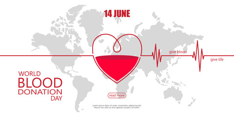 World blood donation day for poster, banner, card, and background. Vector Illustrator flat design concept.