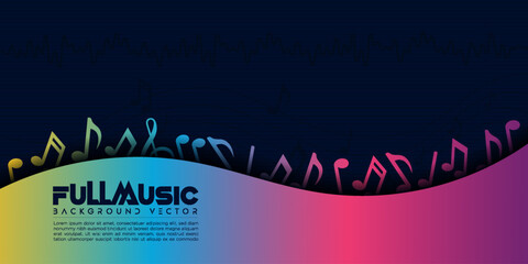 Colorful music notes illustration in blue background