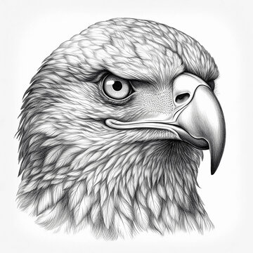 recommend clip art: Pencil drawing of a head eagle, isolated on white, close-up portrait. Generative AI