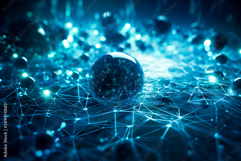 Aufkleber blue abstract technology background. abstract information technology, communications or artificial i