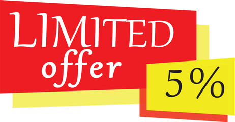 limited offer Business red yellow sale banner offer design transparent back ground