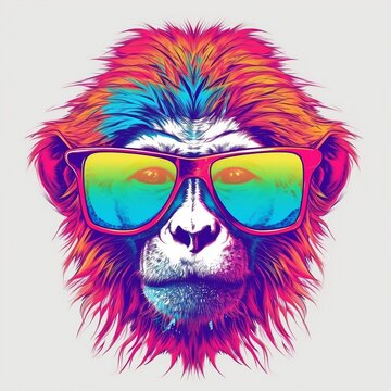 Chillin' Like a Monkey: Colorful Primate with Sunglasses