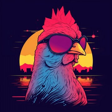 Chicks in Shades: Colorful Chicken with Sunglasses