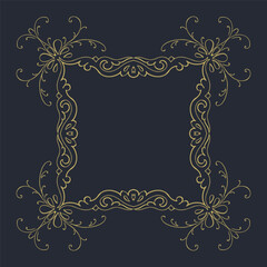 A gold frame on a black background