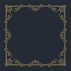 A gold frame with swirls on a dark background