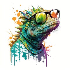 Cool as a Cucumber: Colorful Iguana with Sunglasses
