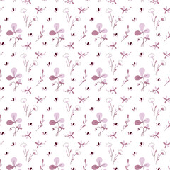 Hand drawn seamless flower pattern on a transparent background