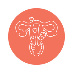 Uterine myoma color line icon. Gynecology problem