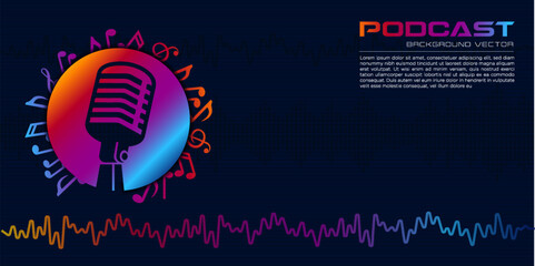 Colorful vibrant podcast background illustration
