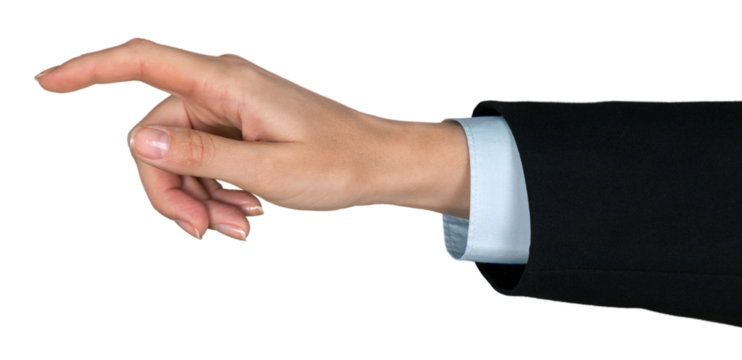 Businessman Finger Pressing an Imaginary Button , Pointing