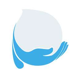 Obraz premium Drop of Water Wash Blue Hand Clean Liquid Care Protection Logo Isolated