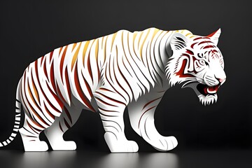 Paper quilling generative AI art of a tiger. Paper cut art