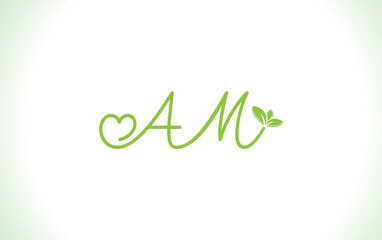 Nutrition logo and green healthy love leaf symbol with love font logo design. Heart sign leaf nature logo. Green eco letters logo