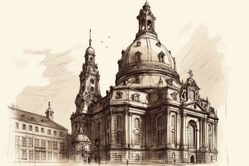 majestic castle with twin towers and a drawbridge. Generative AI