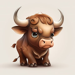 Bull Cartoon Illustration. Generative AI