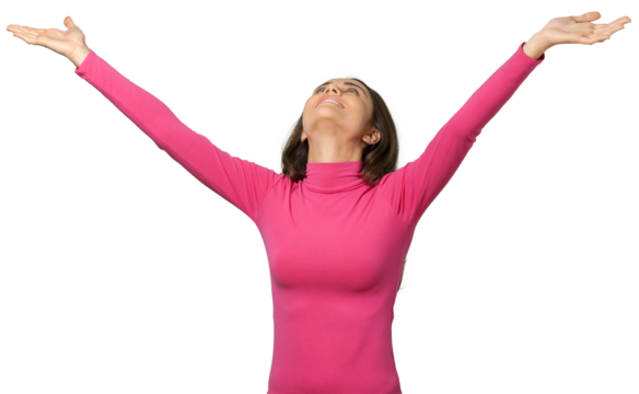 Woman celebrating joyous open arms female arms outstretched women - Powered by Adobe