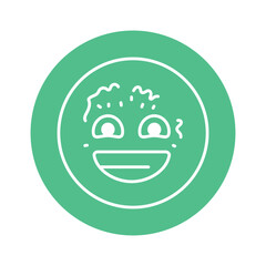 Smiling kiwi color line icon. Mascot of emotions