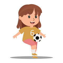 a girl trains with a football. vector