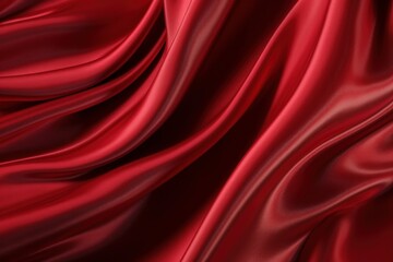 Fototapeta na wymiar Vibrant Red Satin Waves Texture Background, Generative AI
