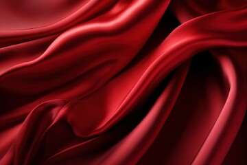 Vibrant Red Satin Waves Texture Background, Generative AI