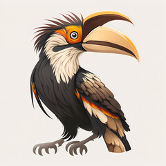 Hornbill cartoon. Generative AI