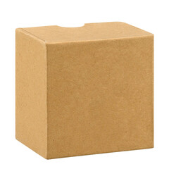 Gray closed cardboard box isolated from the background. Ecological product made of recycled paper.