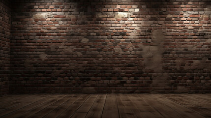 room with a brick wall