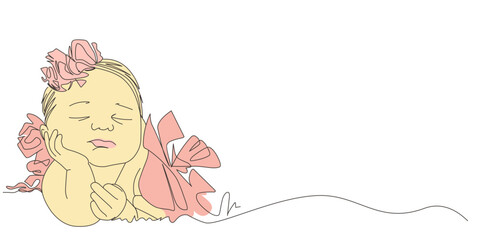 Cute baby line art vector illustration