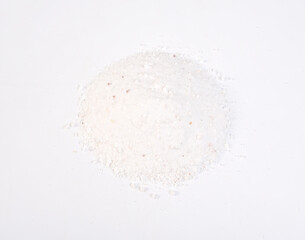 Dolomite mineral powder heep on white background.