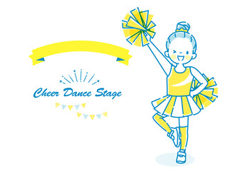 笑顔でチアダンスをしているかわいい子供達のイラストセット
