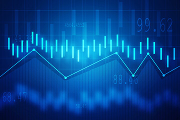 2d rendering Stock market online business concept. business Graph 