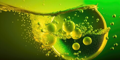Floating in a Bright Green Fizzy Fluid with IC 8876c007-e89e-4109-b7fa-3ecece6481bf - obrazy, fototapety, plakaty