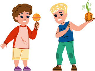 kid boy sweet bitter vector