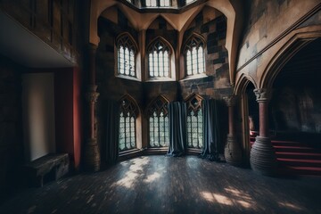 Inside the Castle of Camelot in the 9th Century: A Professional Color Gradient Image - obrazy, fototapety, plakaty