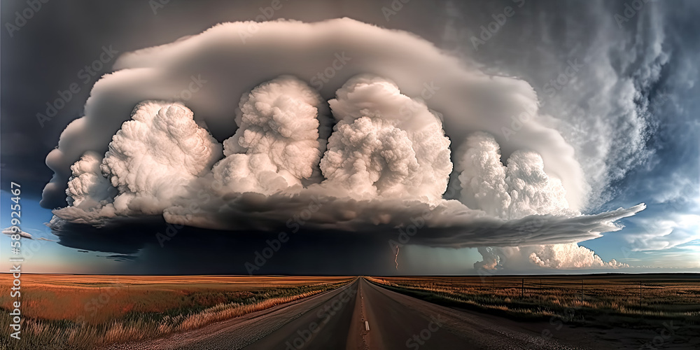 Poster a beautiful three-dimensional cloudscape of a crisis cyclone was created by generative ai. - generat